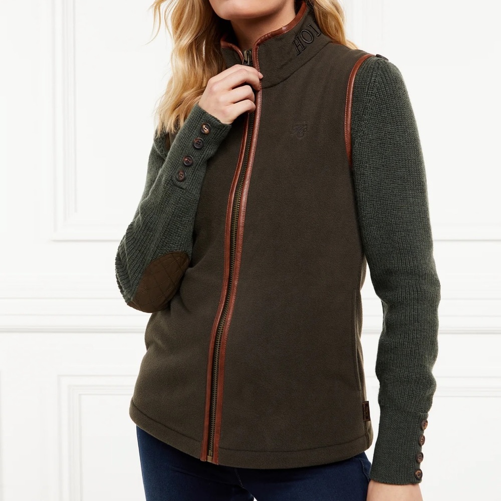 Holland Cooper Country Fleece Gilet Small Khaki
